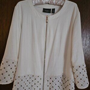 Faux Soft Suede Jacket w/gold ball detail